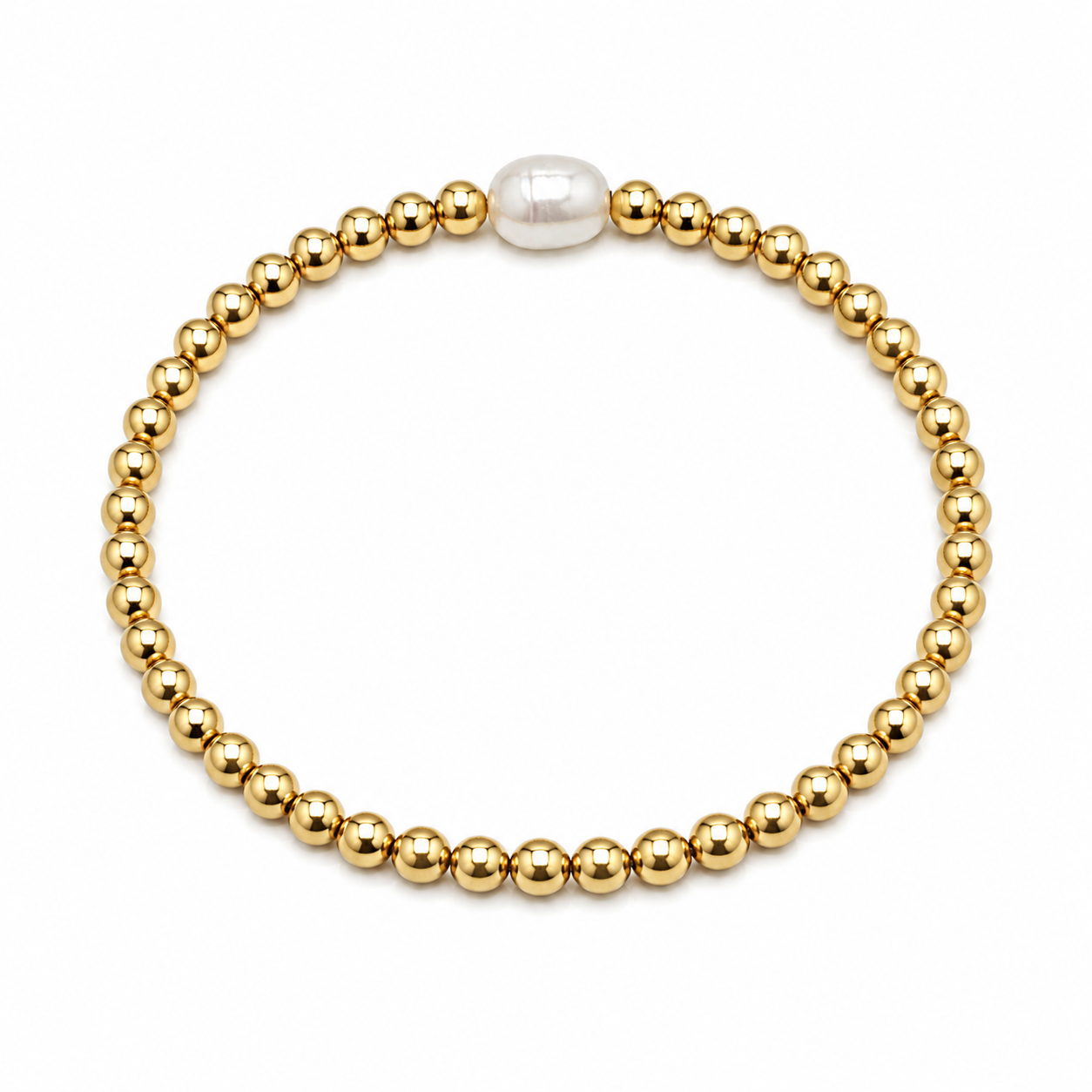 18K gold plated stainless steel bead bracelet