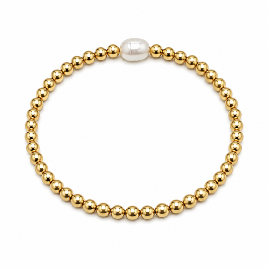 18K gold plated stainless steel bead bracelet