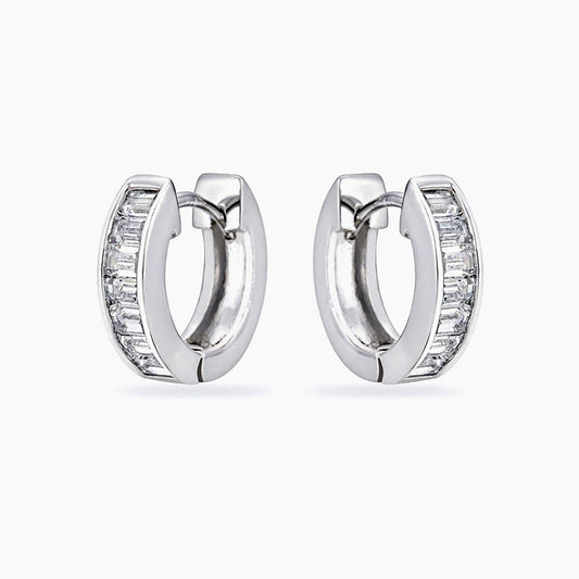Ashlee 0.8ct CZ White Gold Rhodium Channel Set Hoop Earrings