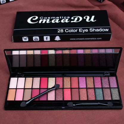 CmaaDU 28 Color Eyeshadow Palette Beginners Makeup Matte Pearlescent