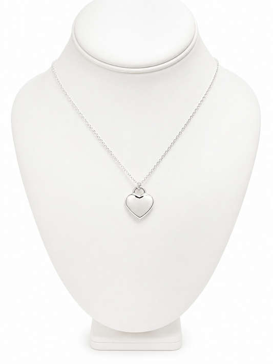Solid Heart Sterling Silver Necklace