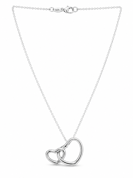 Double Heart Sterling Silver Necklace