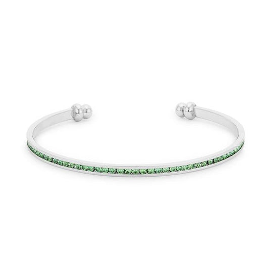 Bonnie 0.8ct Peridot Green Crystals With White Gold Rhodium Channel Set Cuff