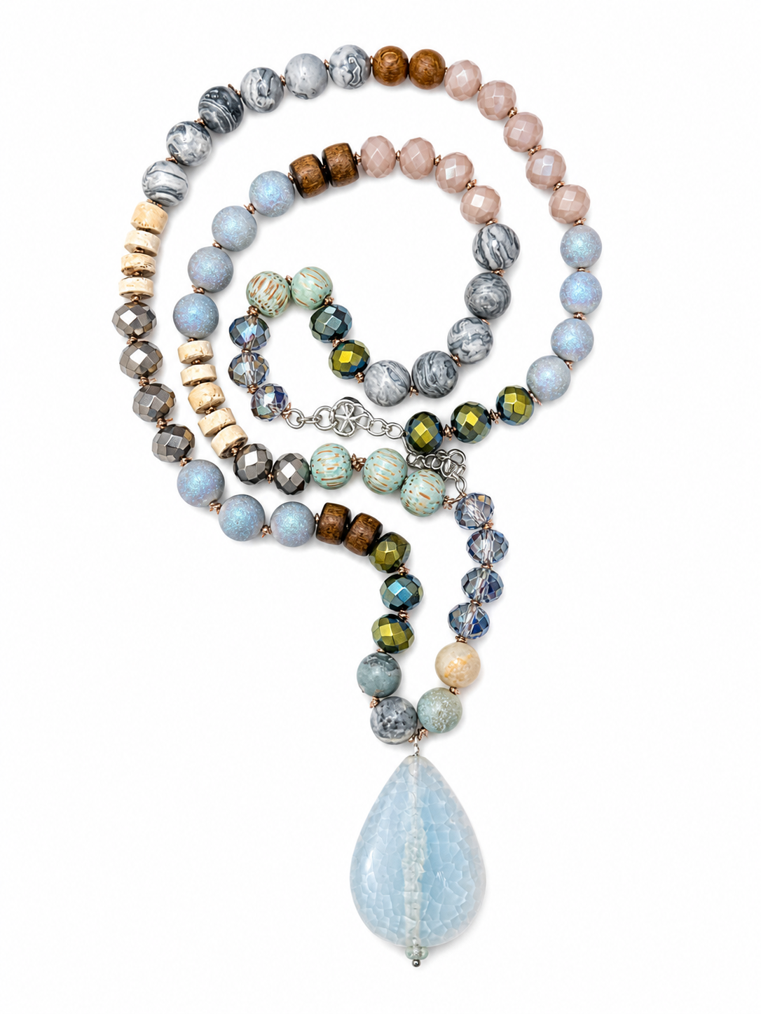 Coastal Light Agate Statement Necklace