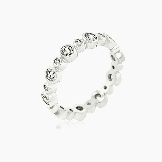 Alternating Bezel Linked Cubic Zirconia Eternity Band