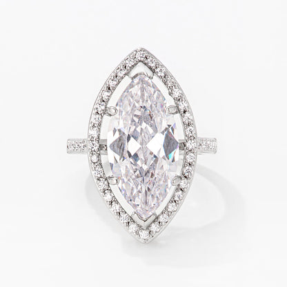 Nina 9ct CZ Marquise White Gold Rhodium Cocktail Ring