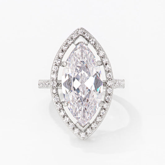 Nina 9ct CZ Marquise White Gold Rhodium Cocktail Ring