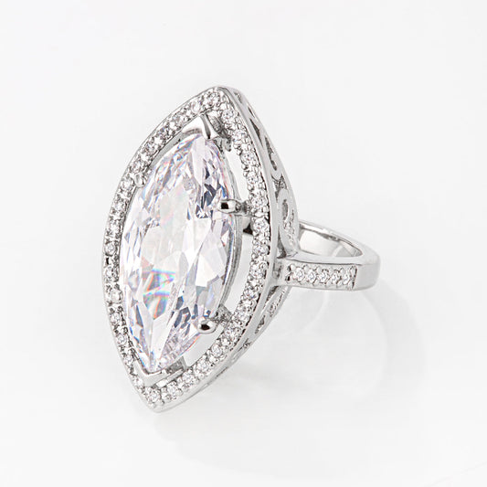 Nina 9ct CZ Marquise White Gold Rhodium Cocktail Ring