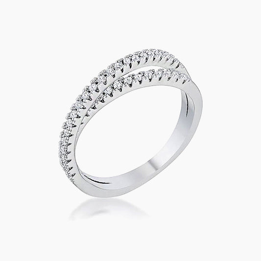 Mara 0.4ct CZ White Gold Rhodium Intertwined Simple Ring