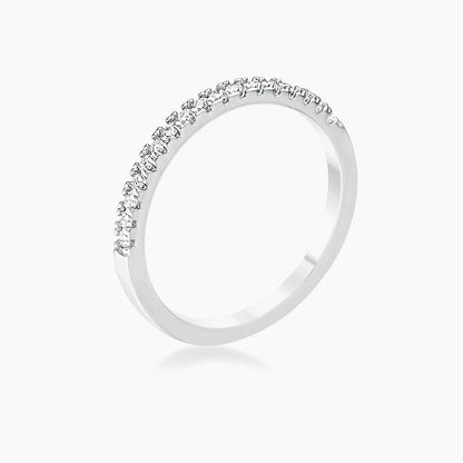 Rina 0.11ct CZ Rhodium Plated Delicate Band Ring