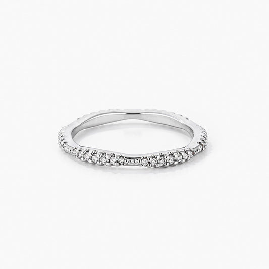 .42Ct Dainty 18k Rhodium Plated Micro Pave CZ Stackable Eternity Ring