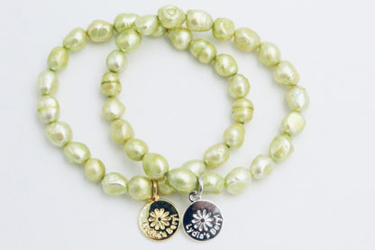 Peridot color Freshwater Pearl Bracelet